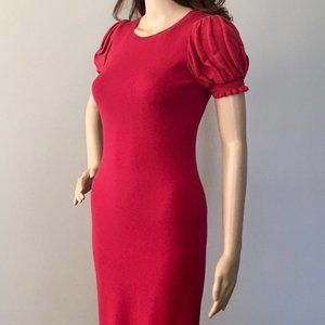 RED Valentino Ibisco-Colored Puff Sleeve Dress [size S, US 6]